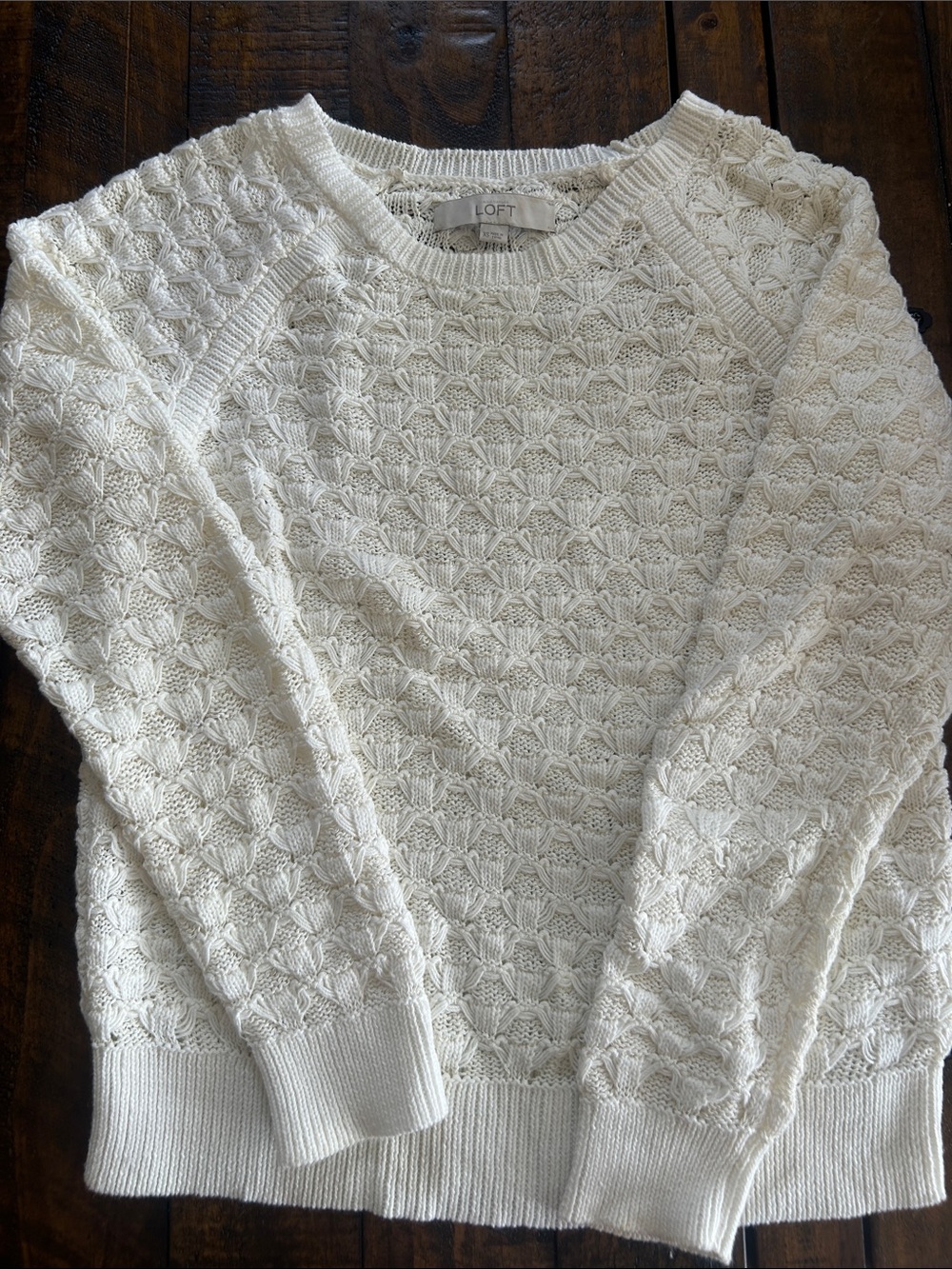 LOFT Women’s Cream Cable Knit Sweater